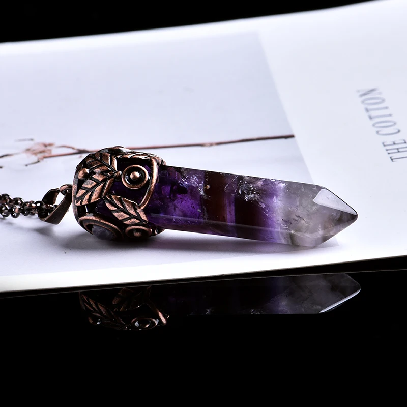 Amethyst 1 шт., натуральный кристалл, минеральные украшения, винтажный кристалл, указывающий магический ремонт, магическое гадание, Йога, амулет, энергетический кулон, сделай сам, подарок - Цвет: Amethyst