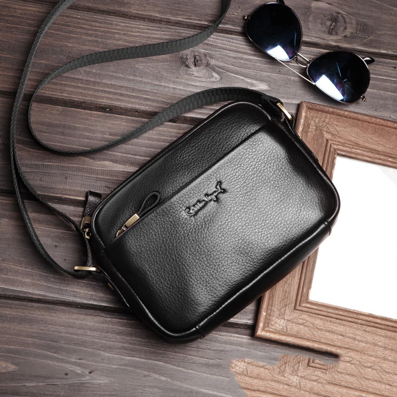 Cobbler Legend Male Shoulder Bag Genuine Leather Outdoor Running Sport Bag Waterproof Mobile Phone Bags Multi-Function Crossbody