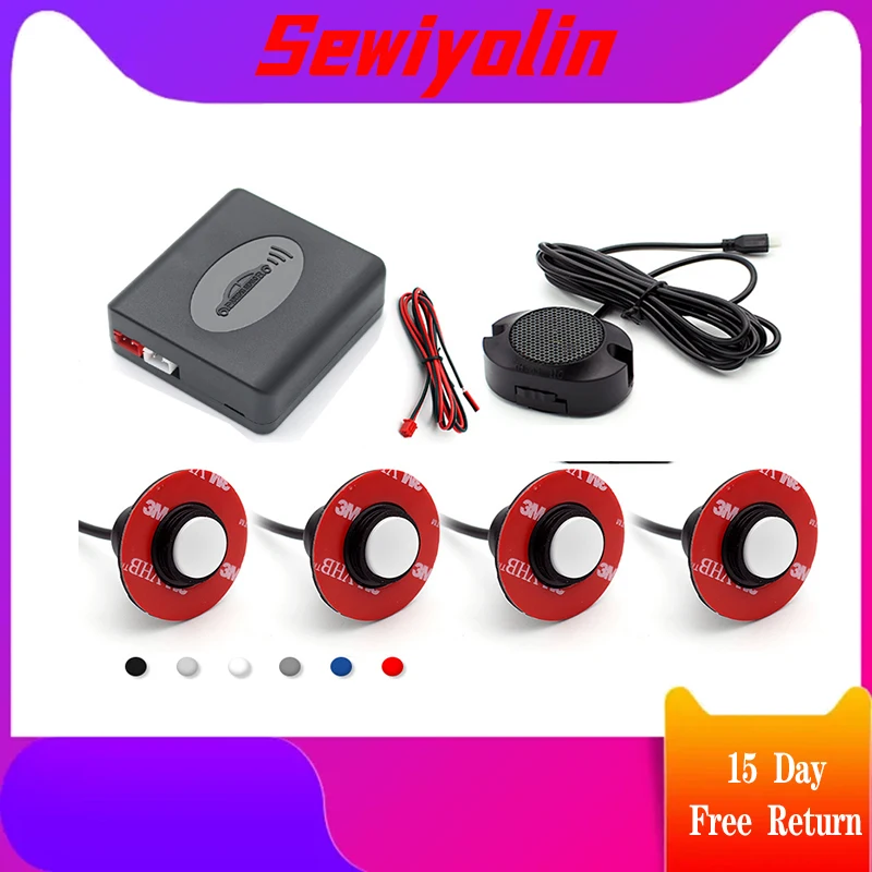 

Original 13mm Flat Sensors Adjustable Depth 16mm Car Parking Sensor Assistance Backup Radar Buzzer System For Rear Front Bumper