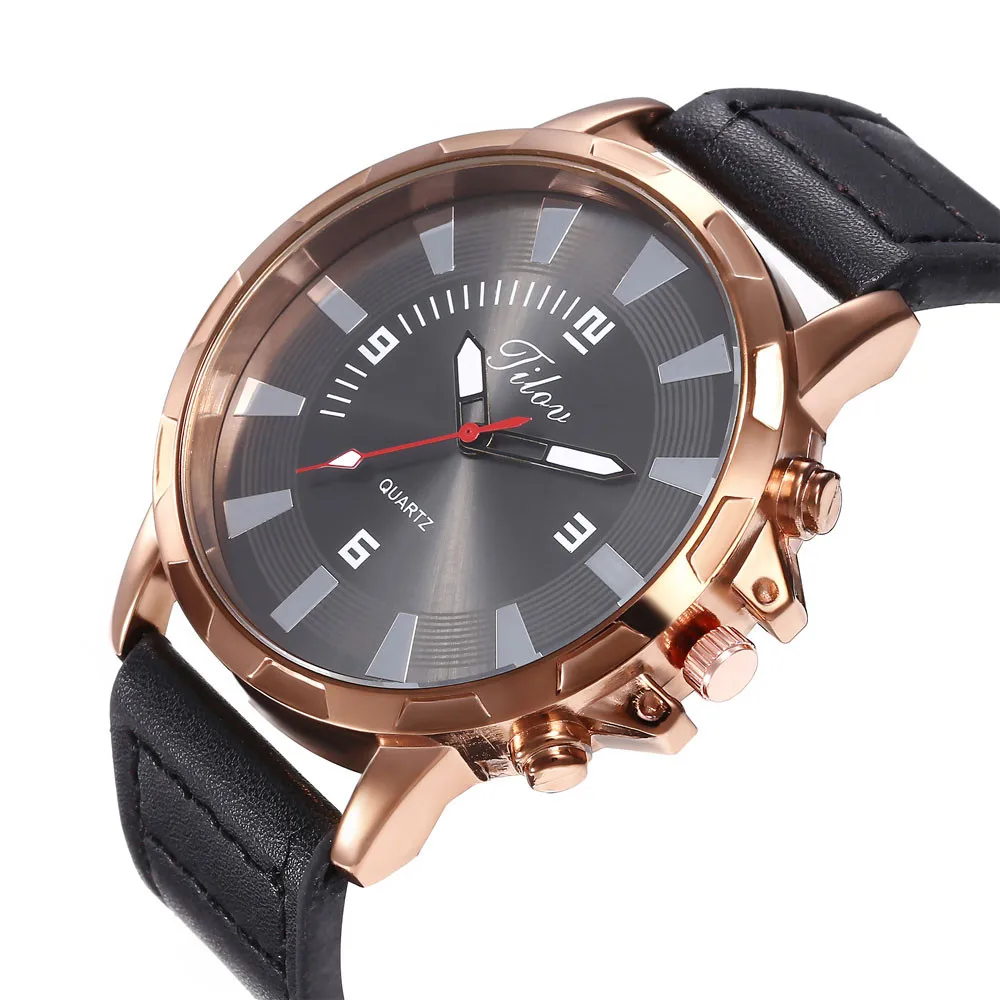 JILOU модный креативный большой циферблат двойной шкалой ремень мужские кварцевые