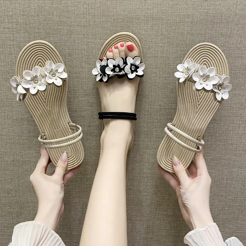 

Female Shoes Low Summer Clogs Woman Slippers Soft Flower Rubber Flip Flops Slides 2021 Beach Comfort Hawaiian Flat Casual PU Bas