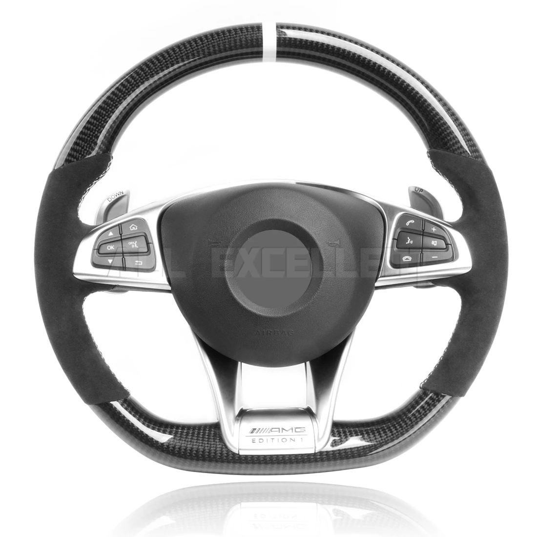 

Steering Wheel Carbon Fiber Alcanrata Compatible For Mercedes-Benz AMG C63 W212 W205 W204 W213 GLA GLC GLS 2012-2020