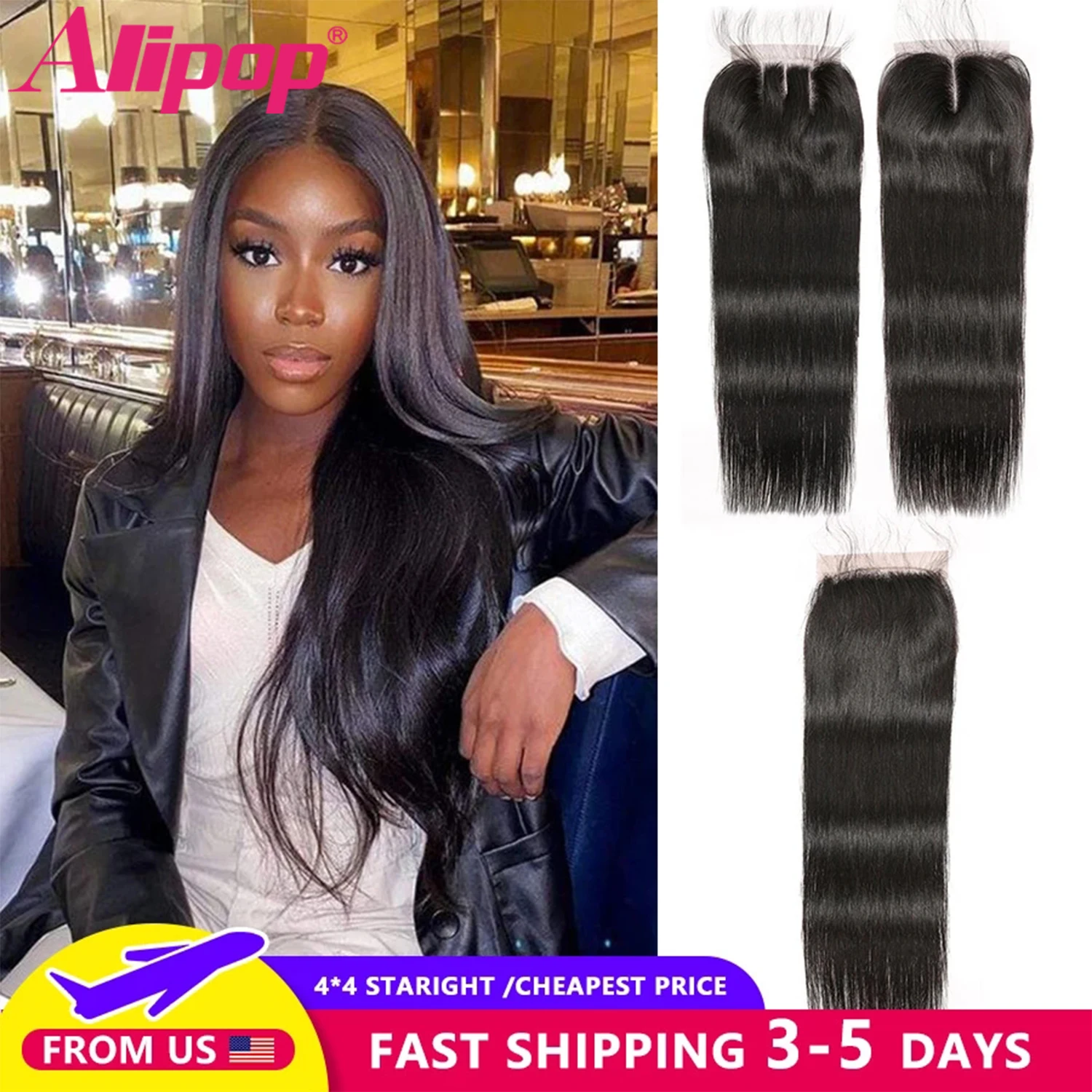 Бразильские прямые волосы 4x4 на шнуровке с детскими волосами не выпадают без