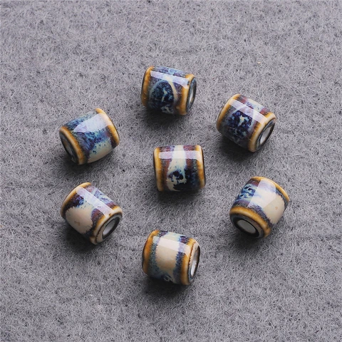10 шт. 10x9 мм Изящные китайские керамические цилиндрические искусственные бусины для фарфора, самодельные серьги, ожерелье, браслет, изготовление ювелирных изделий