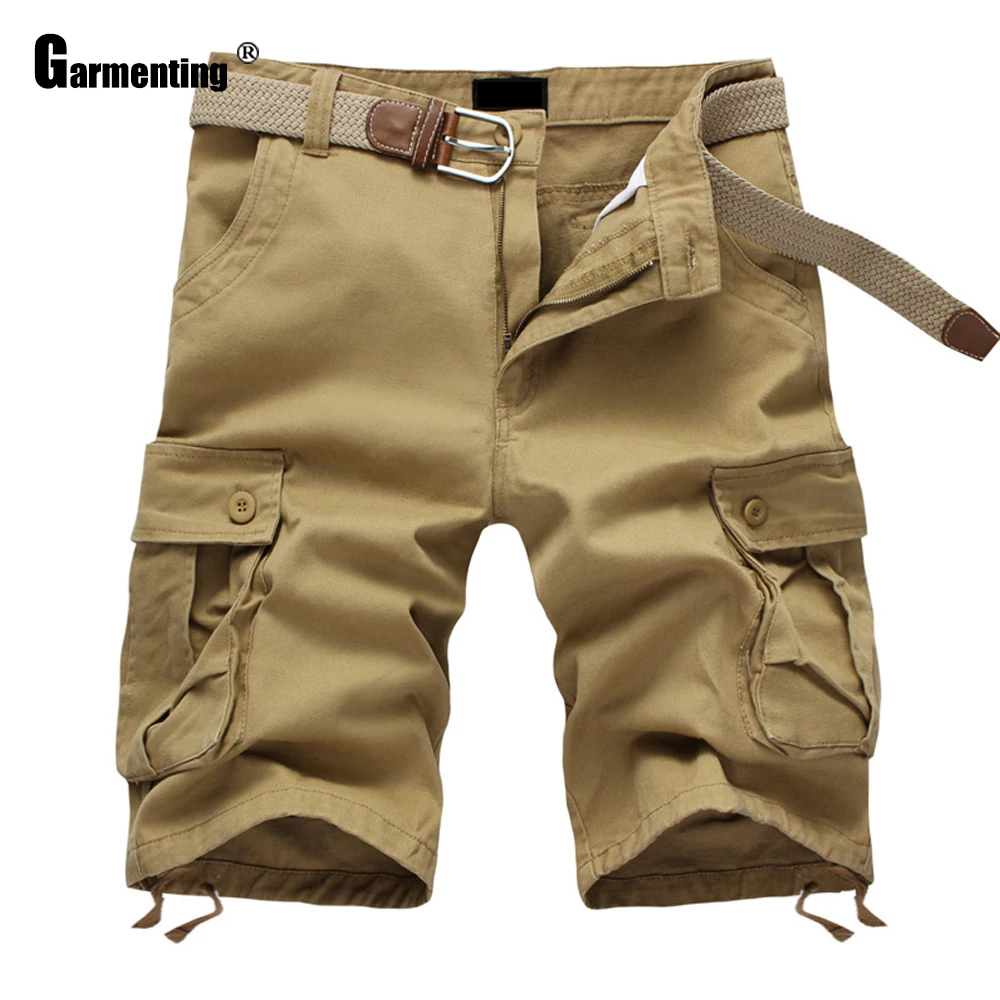 

Garmenting Mens Cargo Shorts 2021 Summer Homme Shorts Casual Outdoor Multi-Pocket Male Bottom Gray Khaki Shorts Men Clothing