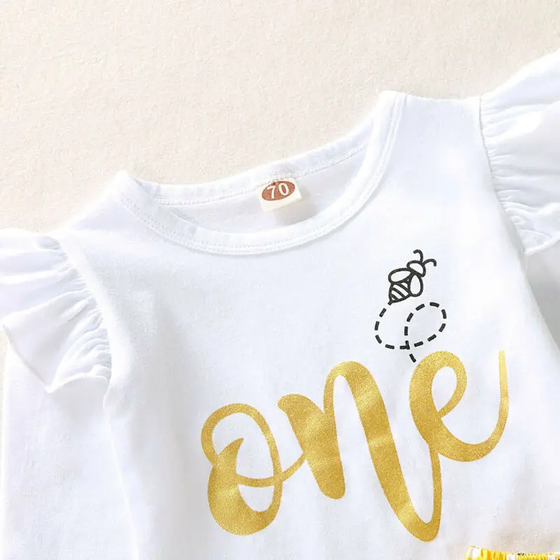 1St Birthday Clothes Set Newborn Baby Girls Long Sleeve Tops T-shirt Princess Girl Party Tutu Skirt Dress | Детская одежда и обувь