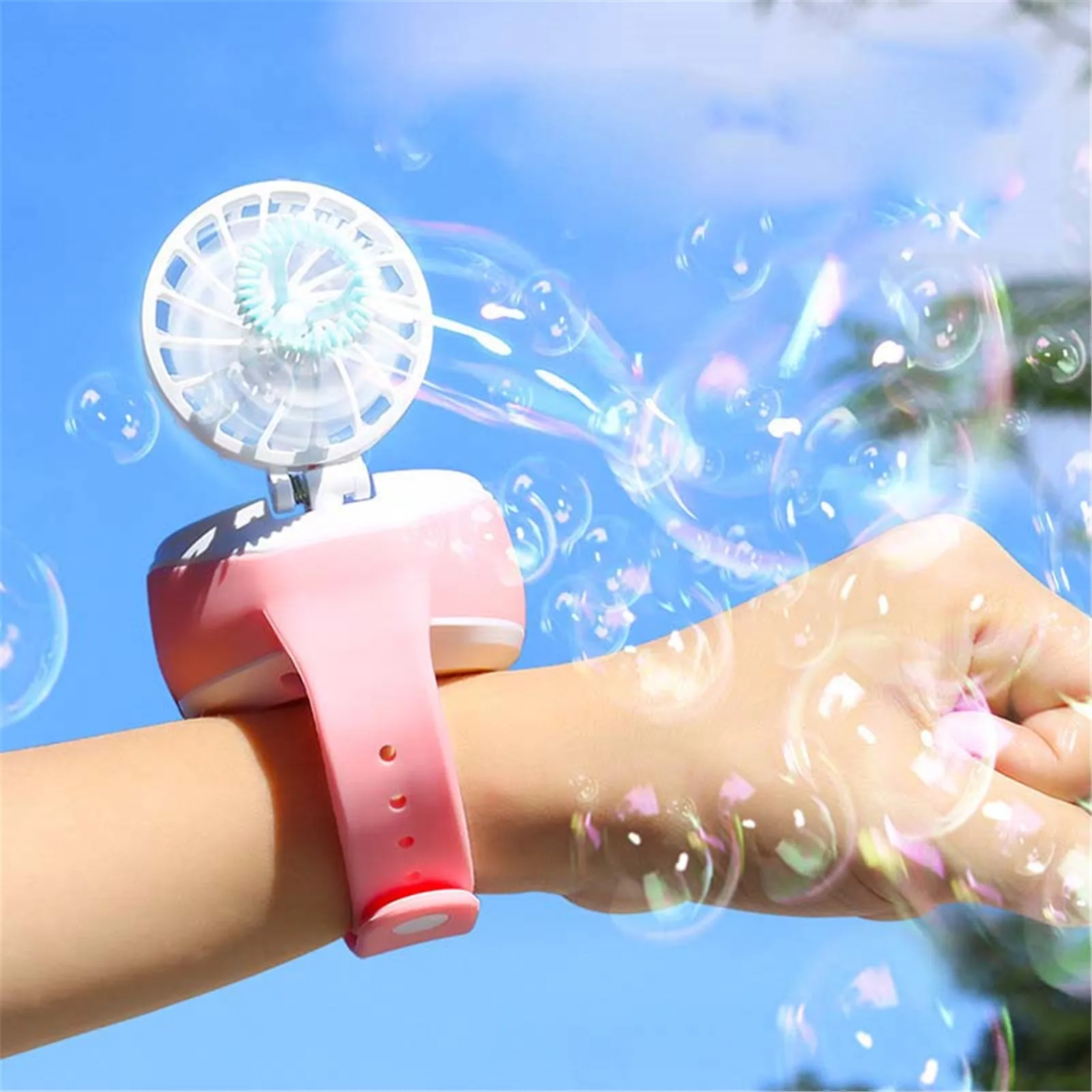 

New Automatic Bubble Machine Mini Portable Summer Sop Water Children Soap Water Fan Gun Toy Wedding Bubble