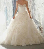 elegant design sweetheart beaded sleeveless ruffled floral wedding bridal dresses