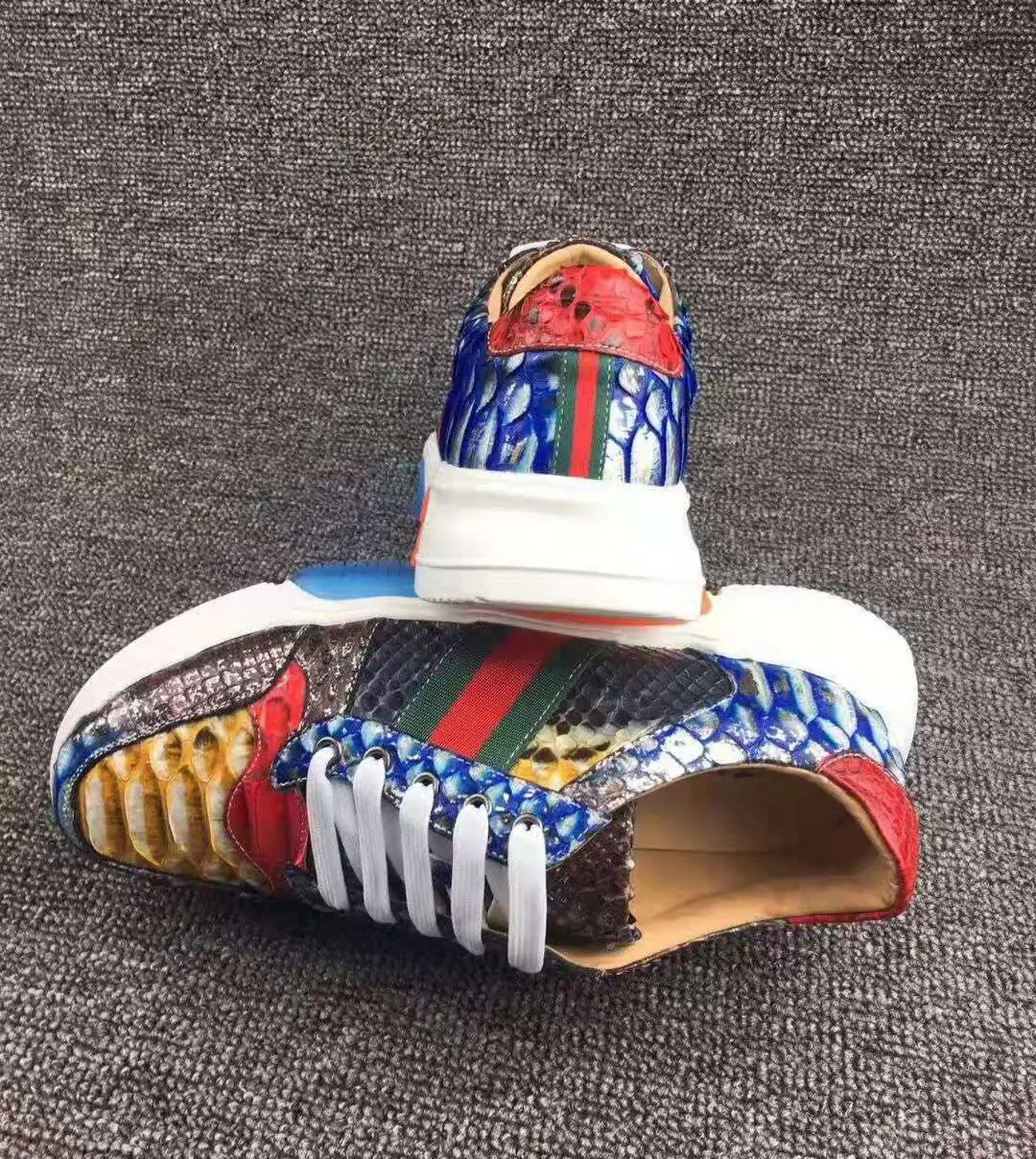 100% натуральная змеиная кожа Мужская модная обувь с подкладкой из коровьей кожи