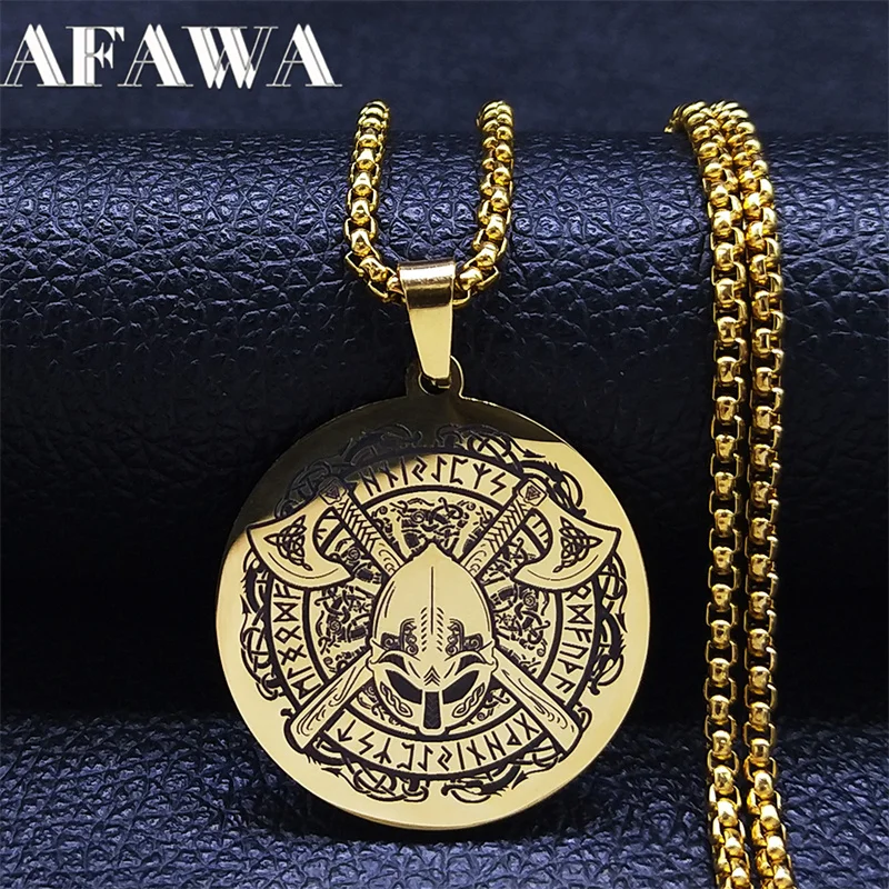 

Viking Skeleton Warrior Tomahawk Necklace Stainless Steel Gold Color Women/Men Chain Necklaces Jewelry gargantilla NXH469S02
