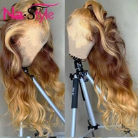 body wave wig human hair transparent lace colored ombre human hair wigs for black women honey blonde wigs pre plucked remy 130