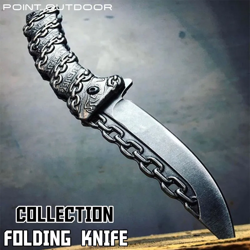 Персонализированный складной нож с 3D-цепью, резной коллекция, из нержавеющей стали, джунгли армейский тактический боевой карманный охотничий выживания подарок.