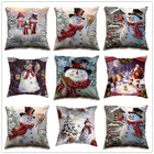 Рождественская подушка 45x45 см с изображением лося, Санта-Клауса