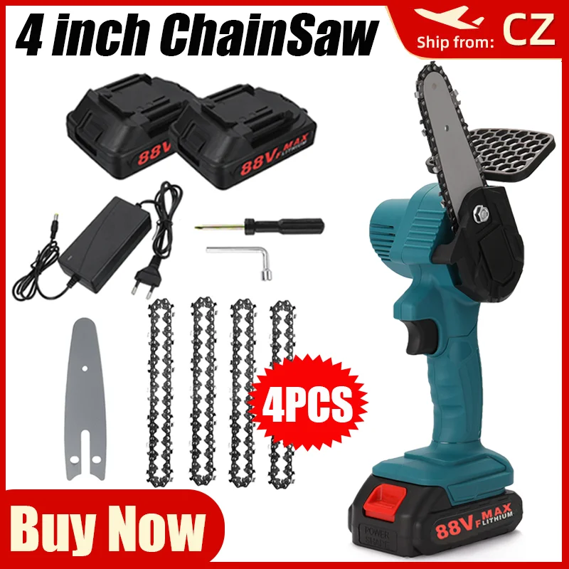 4-дюймовая электрическая мини бензопила 88 в с перезаряжаемой батареей
