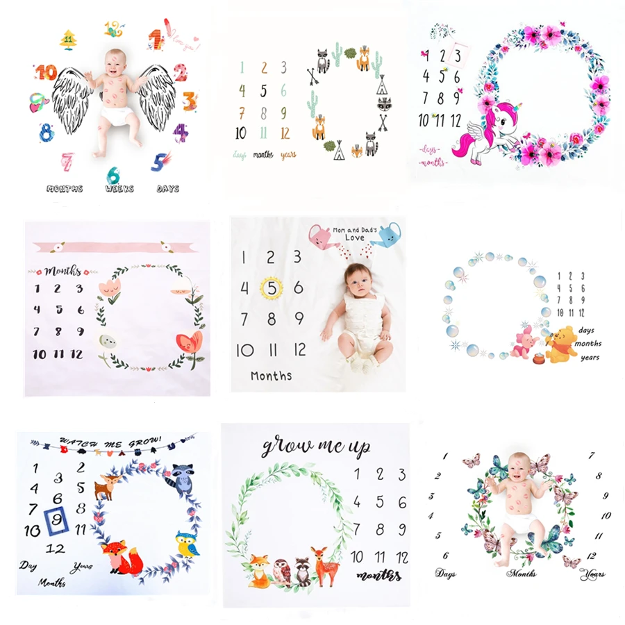 

Baby Monthly Milestone Photo Props Background Blankets Baby Play Mats Backdrop Calendar Photography Accessories