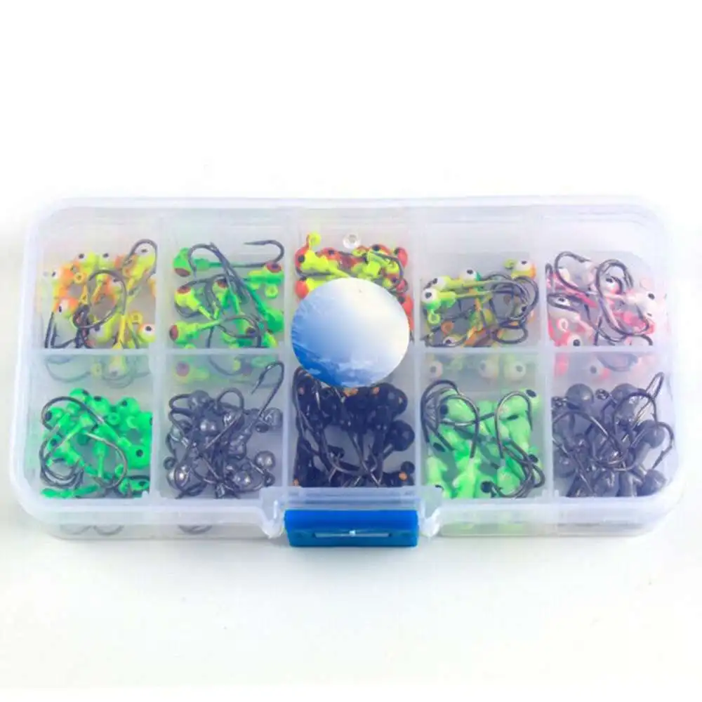 

100pcs/Box Fishing Hooks 1g/2g Multicolor Lead Head Jigs With Single Hook Fishing Hooks Set Pesca Accessories
