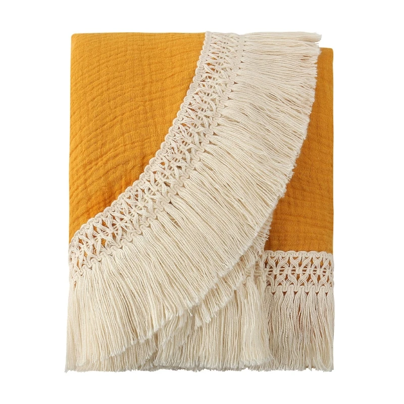 

Cotton Baby Blanket Fringe 2 Layer Newborn Tassel Blankets Swaddle Warp Bed Baby Photography Props Newborn Soft Absorbent D0AF