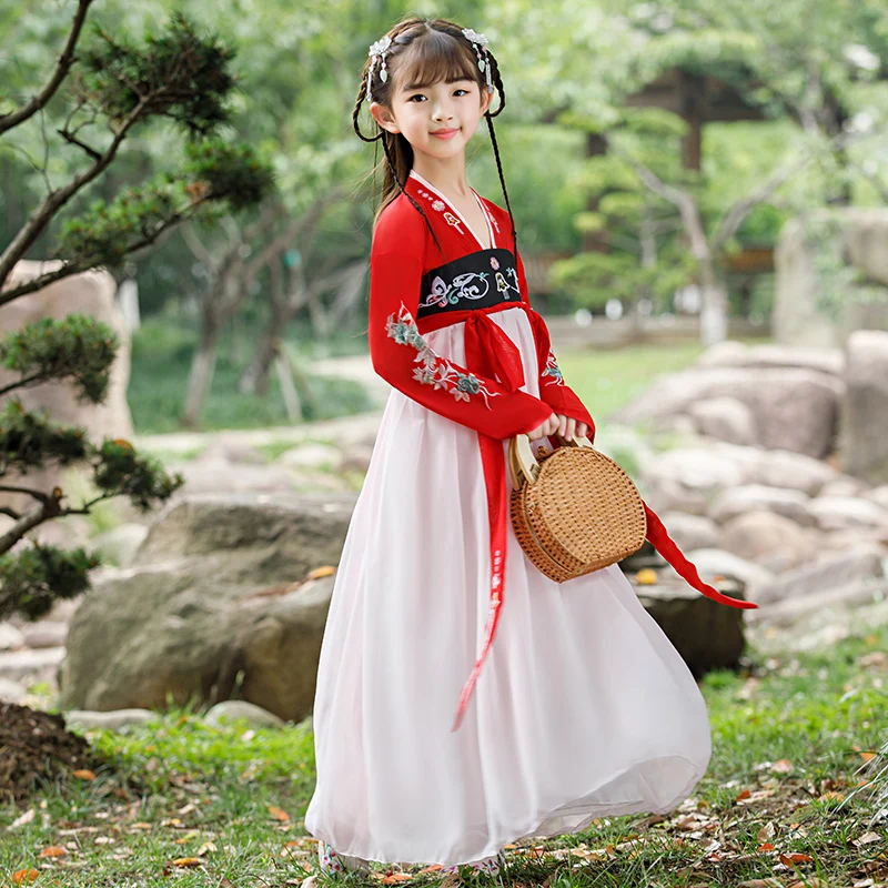 H2508 детский китайский костюм ханьфу Тан династия Хань сказочное платье для
