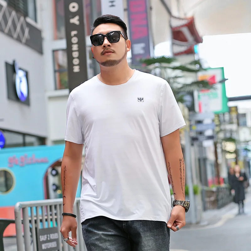 

Summer 2021 new men's fattening plus size round neck quick drying short sleeve t-shirt men's fat paper sports short sleeve