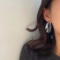 new korea zebra stripes geometric c shaped hoop earring retro trendy acrylic stud earrings for women party jewelry gifts