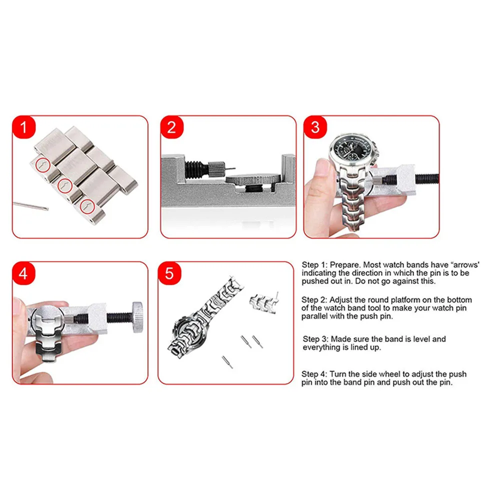 

Watch Link Remover Kit Watch Band Tool With 10 Extra Pins For Watch Band Link Pin Removal And Watch Sizing