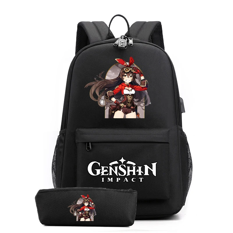 

Game Genshin Impact cosplay Fashion Backpack Shoulder Bags Keqing Klee Fischl 3D Print School Bag Mochilas Student Backpack gift