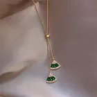 Классическое ожерелье с кулоном из зеленого циркония для женщин, роскошная Новинка, золотая цепочка свитер, женская вечерняя бижутерия, Подарочная бижутерия