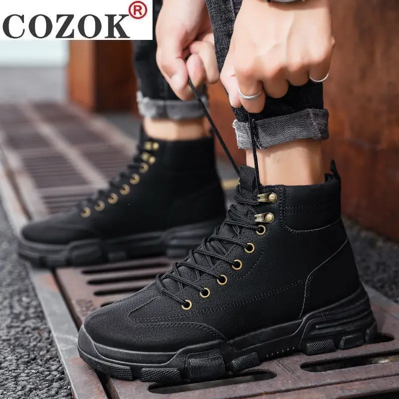 

Autumn High Top Martin Boots Men's British Style Rankle Boot Korean Fashion Winter Men Casual Shoes Leather Tooling Short Boots