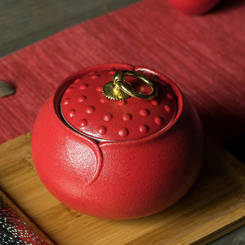 Изысканная красная круглая керамическая Герметичная Бутылка для хранения