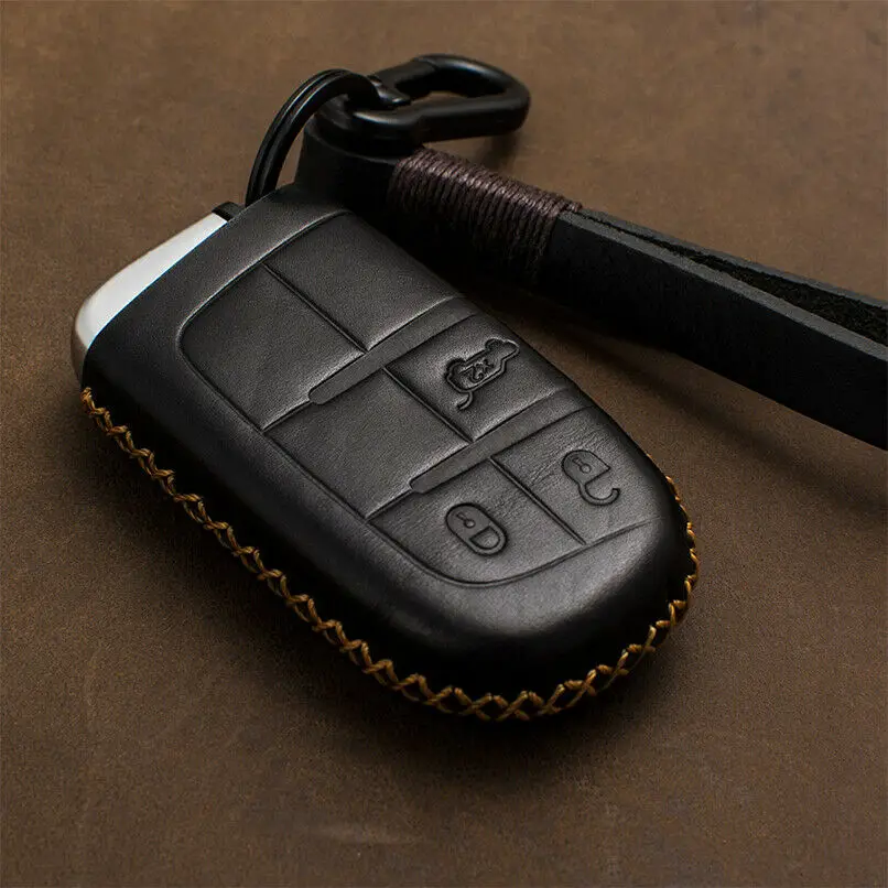 2 3 4 Buttons For Jeep Grand Cherokee Chrysler 300C Renegade Fiat Freemont Leather Car Key Cover Case Chain Protector | Автомобили и