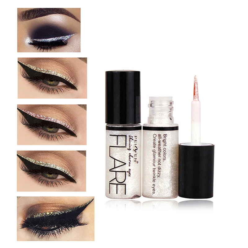 

Professional Diamond shiny Eye Liners Cosmetics Waterproof Silver Rose Gold Color Liquid Glitter Sequins Eyeliner Makeup Beauty