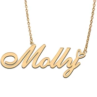 love heart molly name necklace for women stainless steel gold silver nameplate pendant femme mother child girls gift