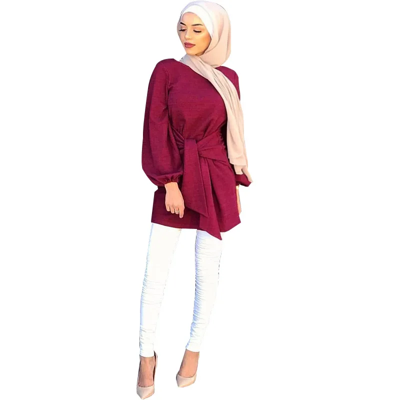 

Abaya Muslim Fashion Women Tops Islamic Belt Shirt Ramadan Women's T-shirt Saudi Arabia Kimono Tourism Abu Dhabi Clothing