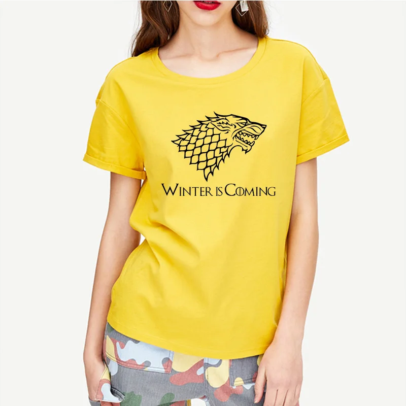 Новая футболка с принтом Игры престолов женская зимняя крутая Stark Blood Wolf