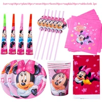 disney minnie mouse theme birthday party supplies cup plate 18 kids girl birthday party decoration disposable tableware set