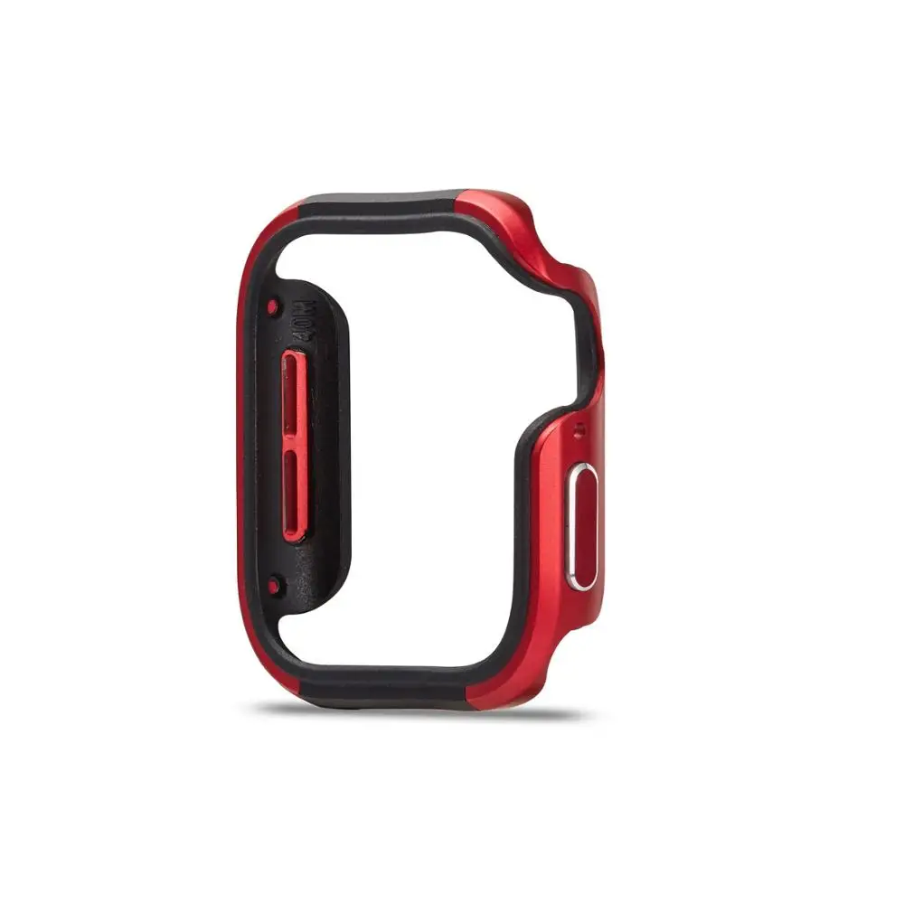 Бампер часы Чехол Крышка для Apple Watch чехол 5 4 3 2 44 мм, 42 мм, 38 мм, версия из мягкого ТПУ+ сплав решетка радиатора протектор для наручных часов iWatch, 5, 4, 3, длина-44 мм, 40 мм - Цвет: red