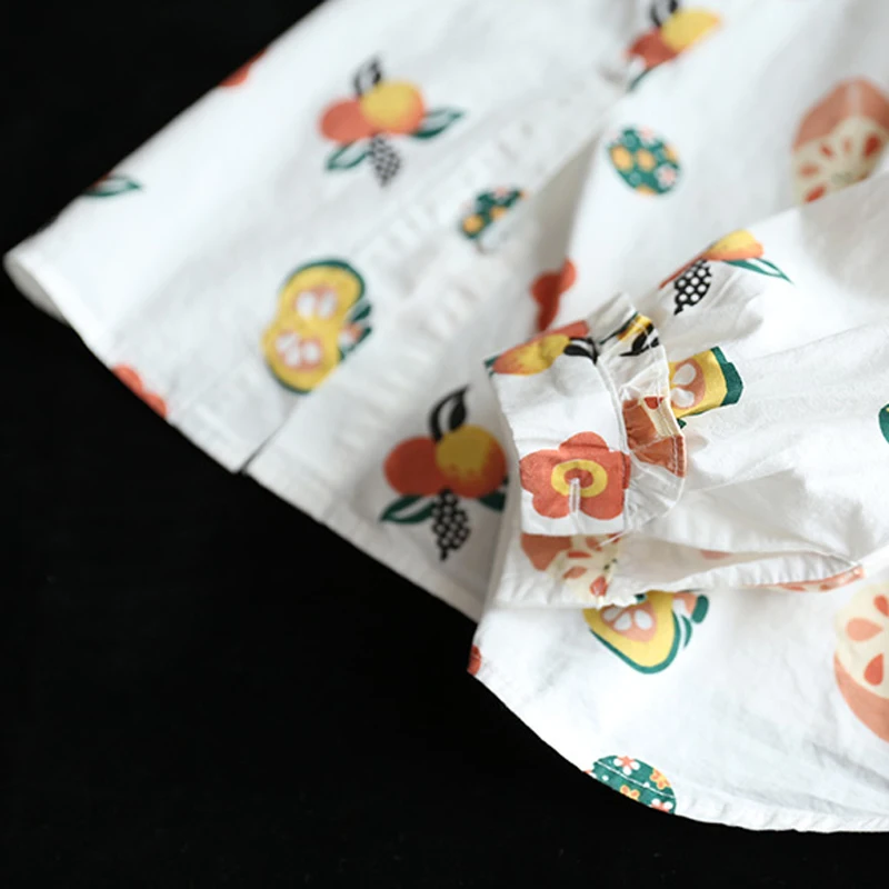 

Women Sweet Cute Shirt Blouse Tops Fruit Print Casual Oversized Loose Big for Spring Summer New Female Long Sleeve B01160858