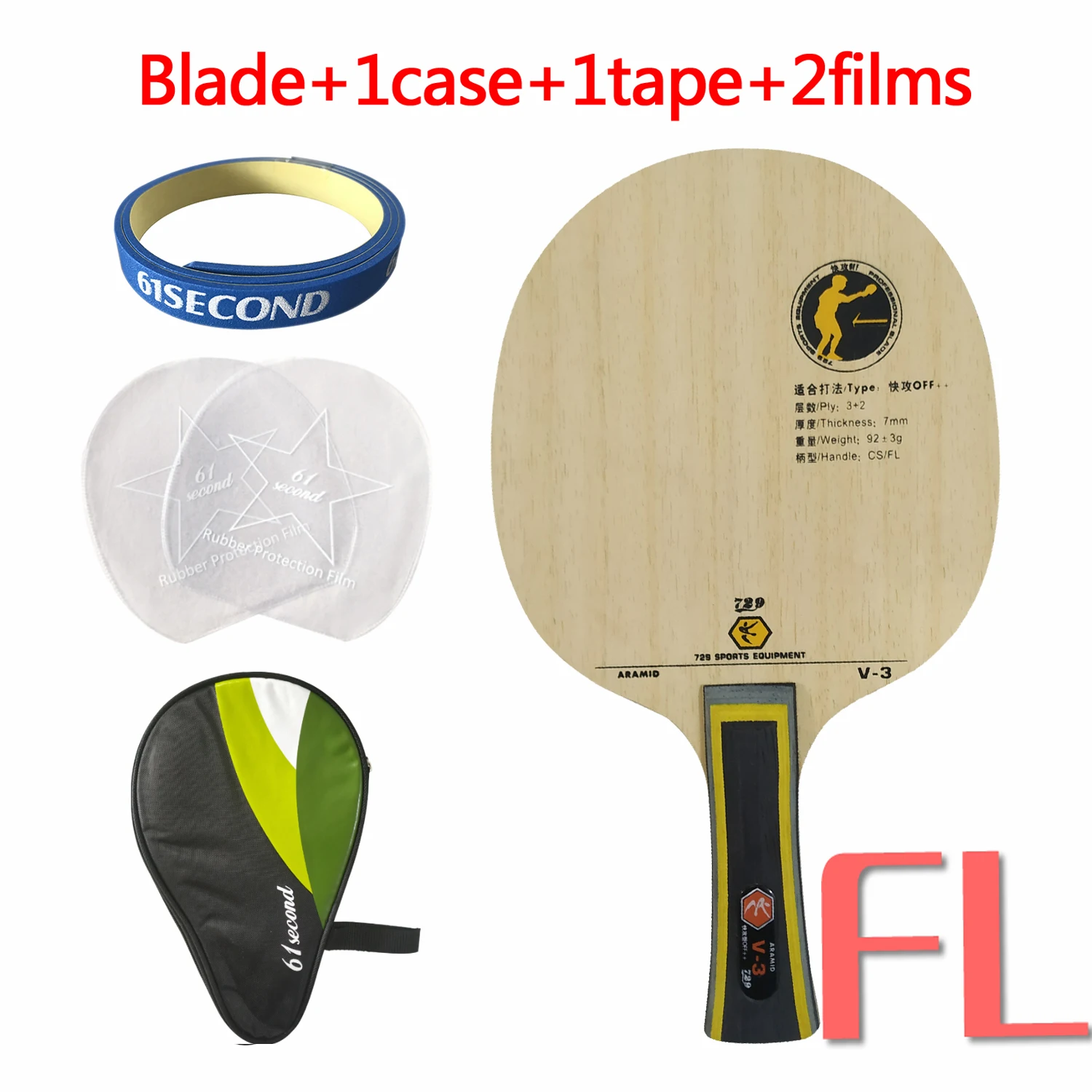 FL with H 1 case RITC 729 V-3 Дружбы(V3, V 3) деревянный арилат-углерод OFF++ углеродное лезвие для настольного тенниса для ракетки для пинг-понга - Цвет: FL with H 1 case