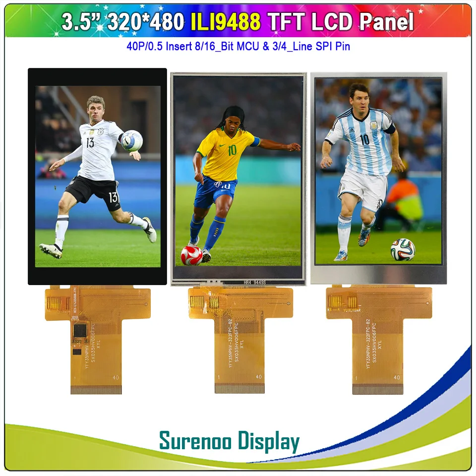3 5 дюймовый экран 320*480 40P/0 ILI9488 8/16 MCU & 3/4 SPI TFT цветной ЖК с резистивной емкостной