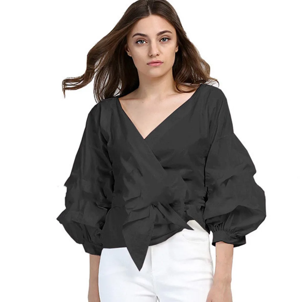 Женская блузка с пышными рукавами модная разноцветная офисная Повседневная