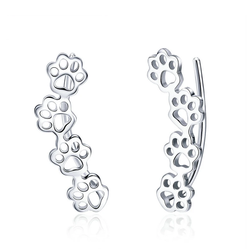 Серьги BISAER Cat, 925 пробы, серебряные серьги-гвоздики с животными для женщин, модные ювелирные изделия для девочек, подарок для детей, Brincos HSE450 - Окраска металла: HSE430