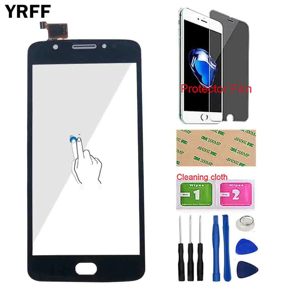 Black With Tools Сенсорная панель для Motorola XT1762 XT1763 XT1766 XT1767 Moto E4 сенсорный экран дигитайзер объектив датчик Переднее стекло инструменты защитная пленка - Цвет: Black With Tools