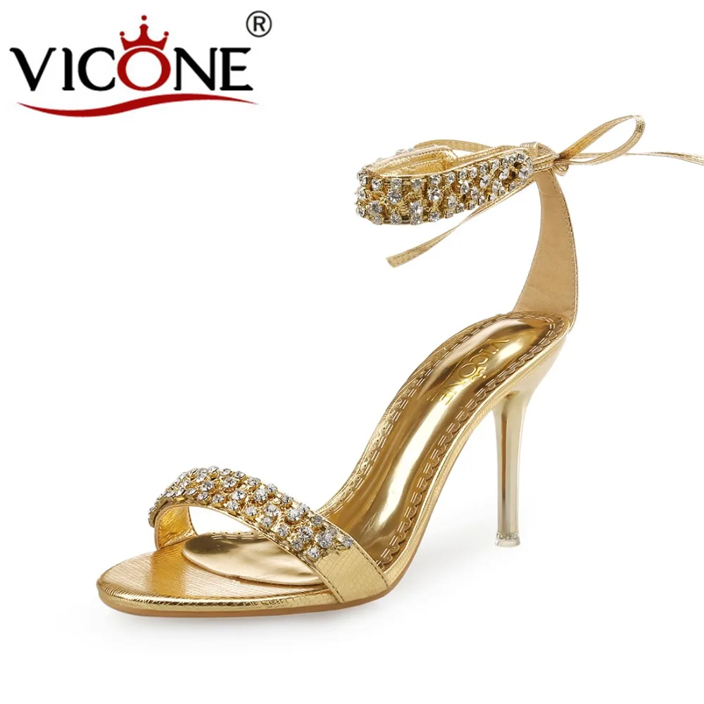 

VICONE Women Summer Party Wedding Sexy Crystal Heels V10003