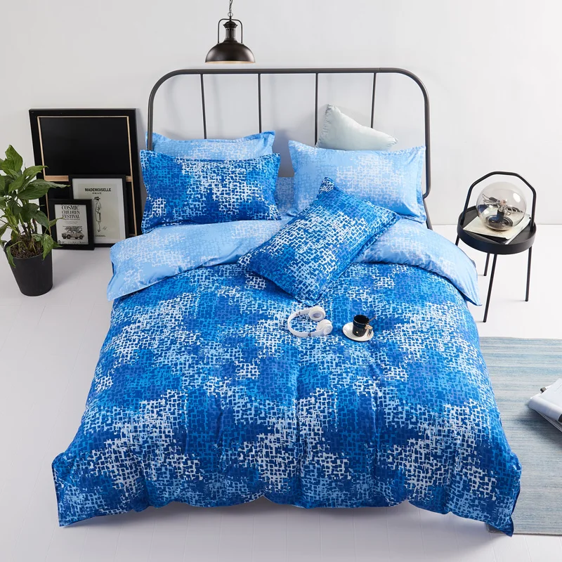 

Blue Fantasy Bedding Set Gradient Striped Comforter Queen King Size Bed Sheet Pillowcases Duvet Cover 3/4Pcs Bed Linen