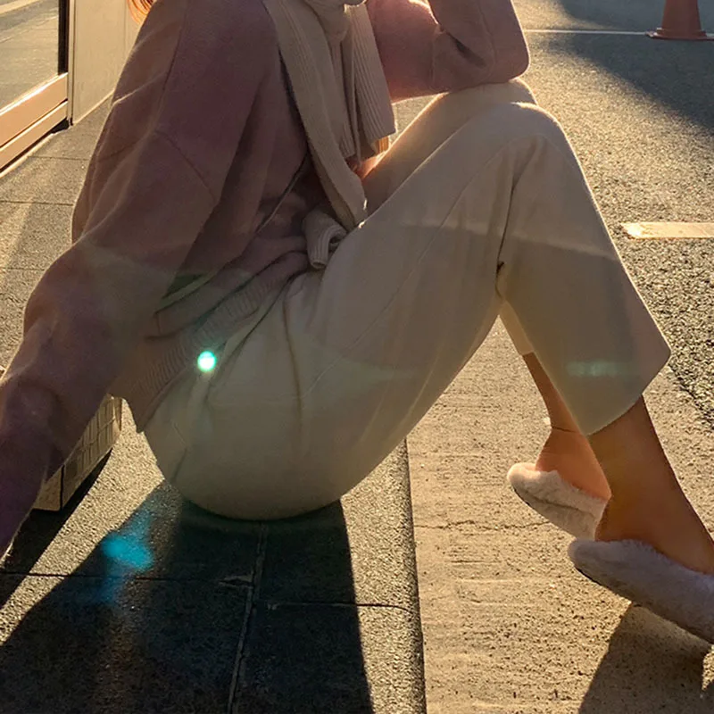 Плотные осенне зимние брюки женские трикотажные шаровары с высокой талией 2021