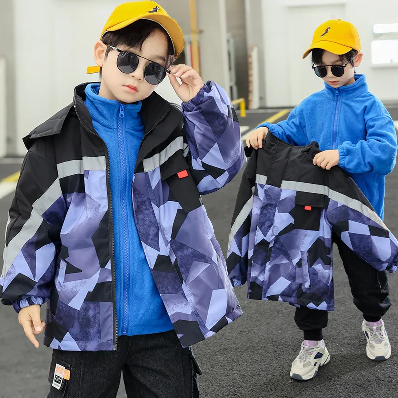 

Мужская бархатная зимняя куртка с капюшоном, размеры 8-12 лет