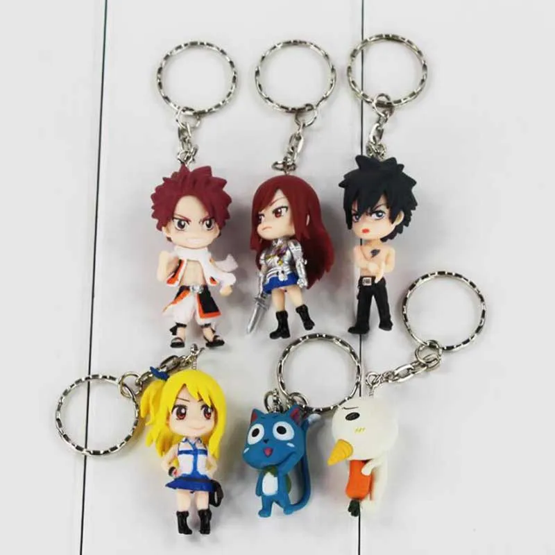 3 5 см 6 шт./компл. аниме Феи хвост фигурка игрушка Lucy Natsu серый Happy Erza Q Ver. Мини кукла