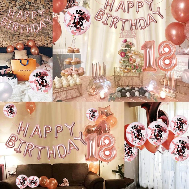 35 шт./компл. 18 День рождения украшения для девочек розовое золото скатерть 18th лет