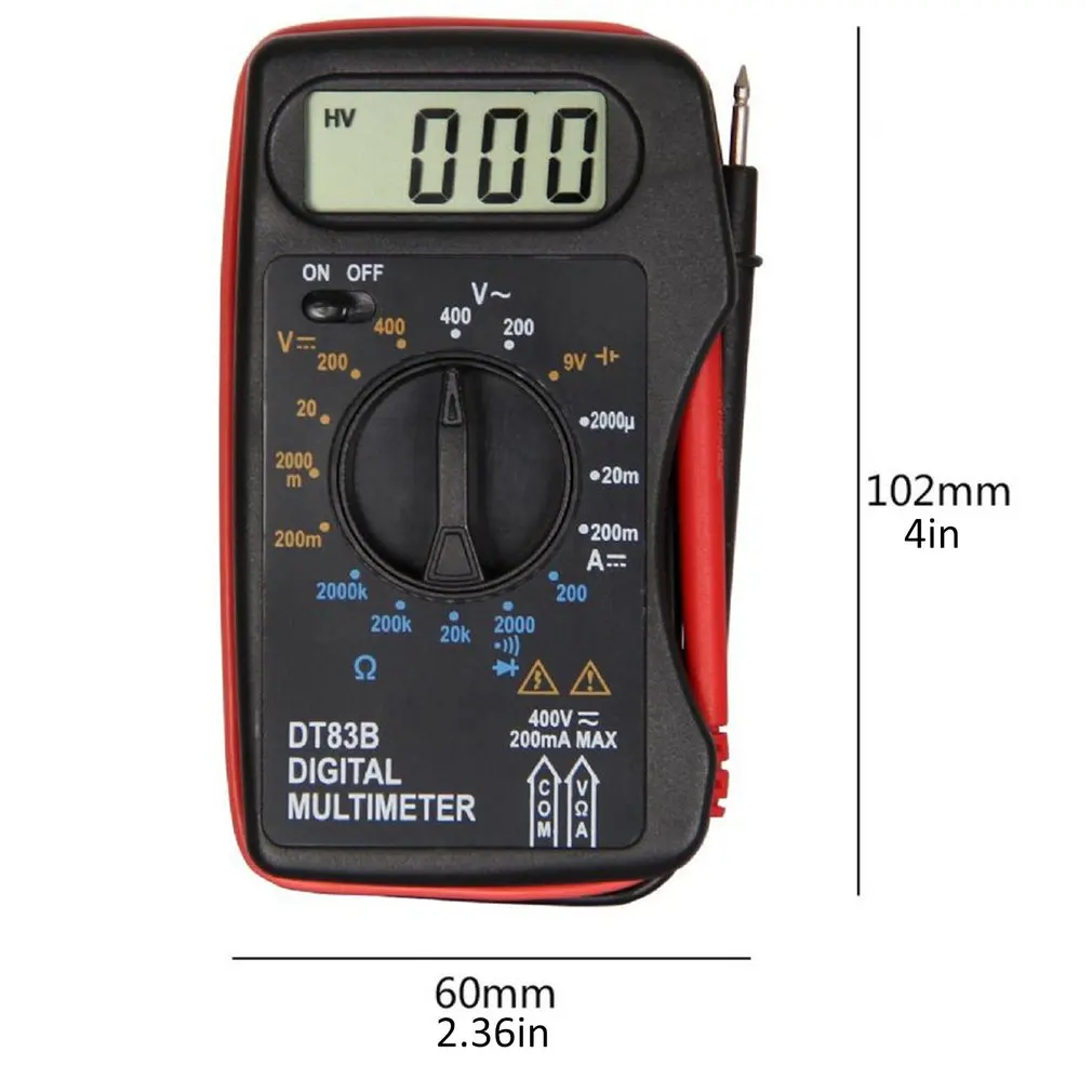 

1pc DT83B Pocket Integrated Digital Multimeter AC/DC Voltage Current Meter Modern Current Ohmmeter Tester Diode Resistence