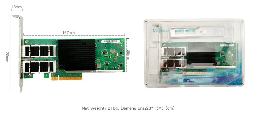 Сетевая карта XL710-QDA2 QSFP+ 40G с двумя портами PCIe3.0 X8 с Intel X710BM2